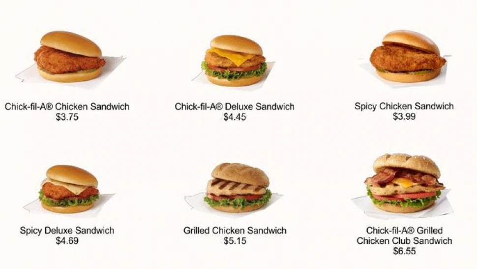 Chick Fil A menu with prices and pictures 2025